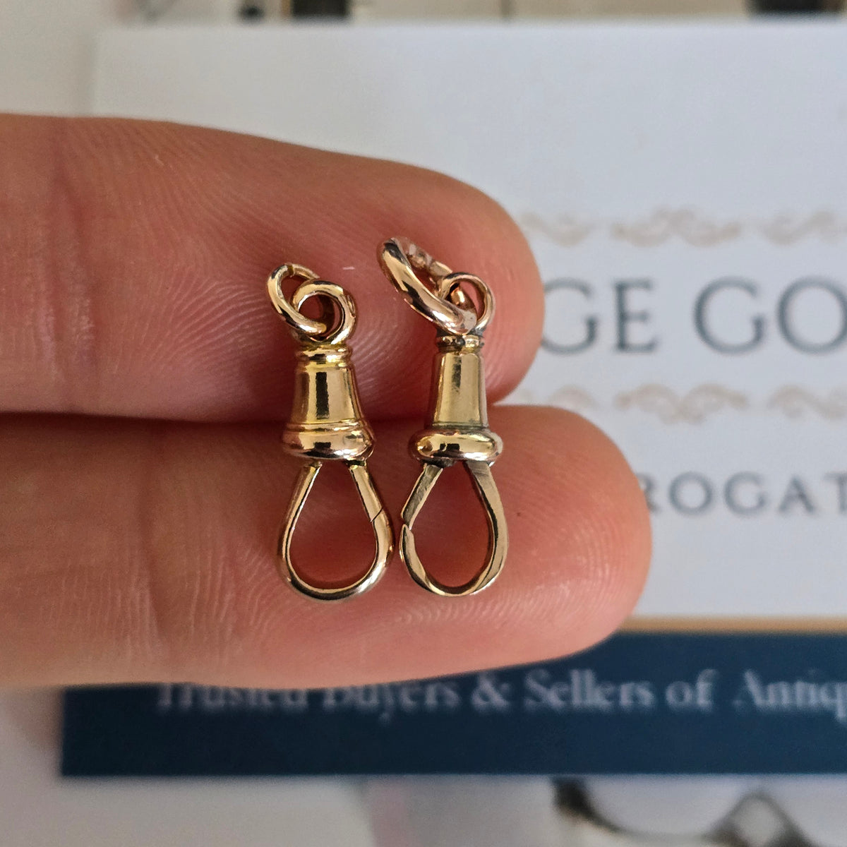 RESERVED Pair of 9ct gold antique dog clips