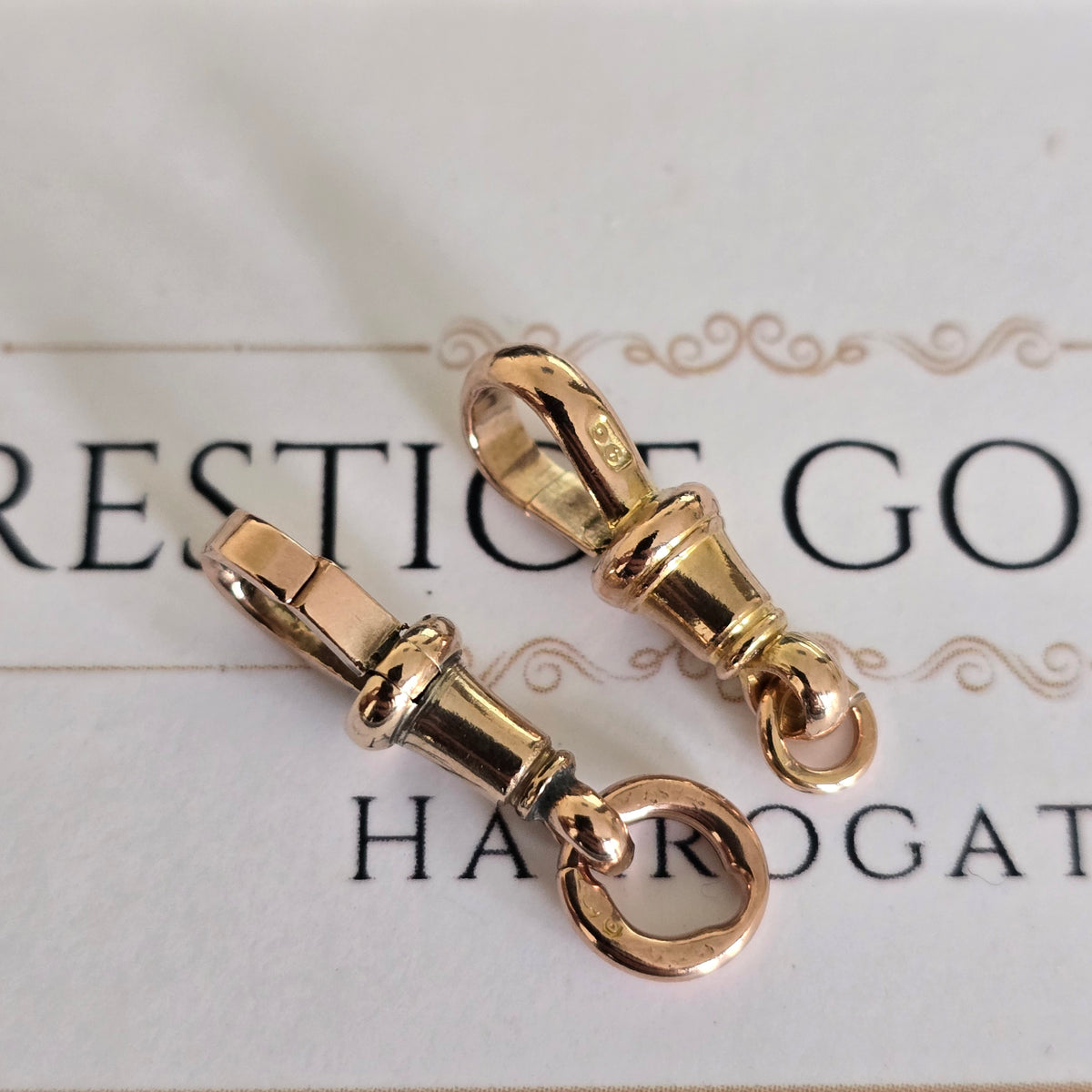 RESERVED Pair of 9ct gold antique dog clips