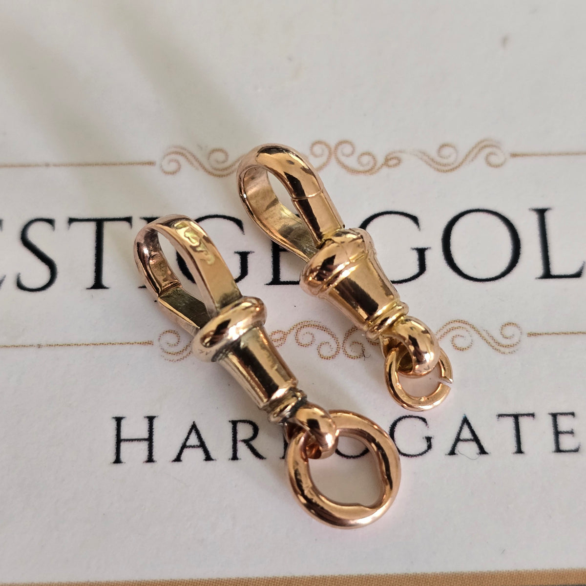 RESERVED Pair of 9ct gold antique dog clips