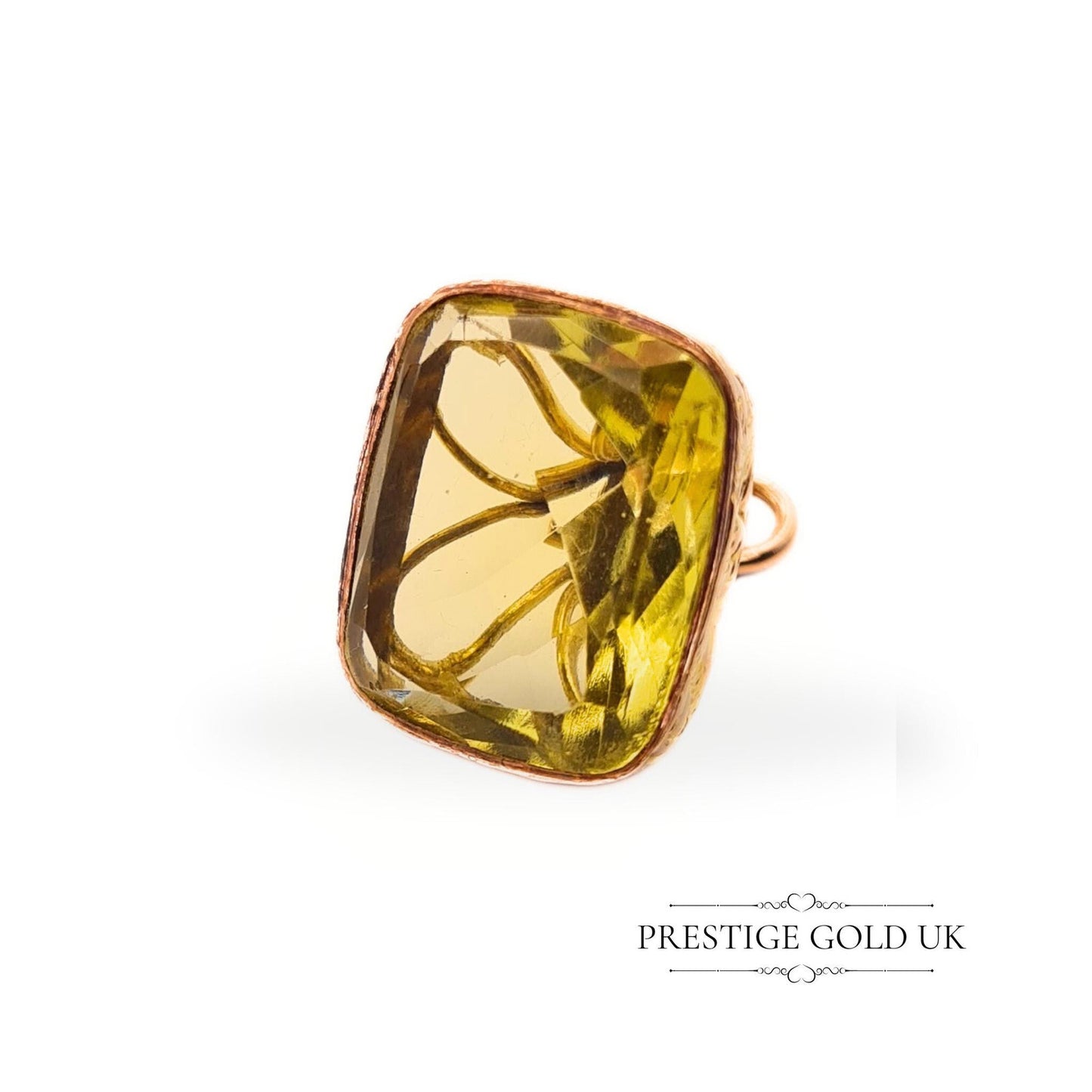 Antique 9ct Gold & Lemon Yellow Quartz Georgian Fob