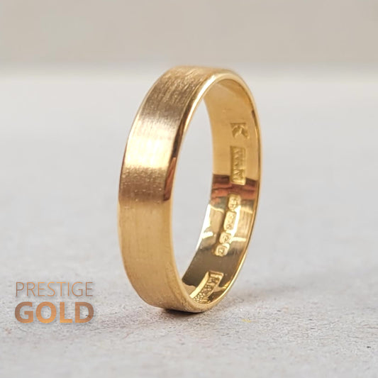 22ct Brushed Gold Wedding Ring - Size UK L 1/2, US 6 1/2, Euro 52