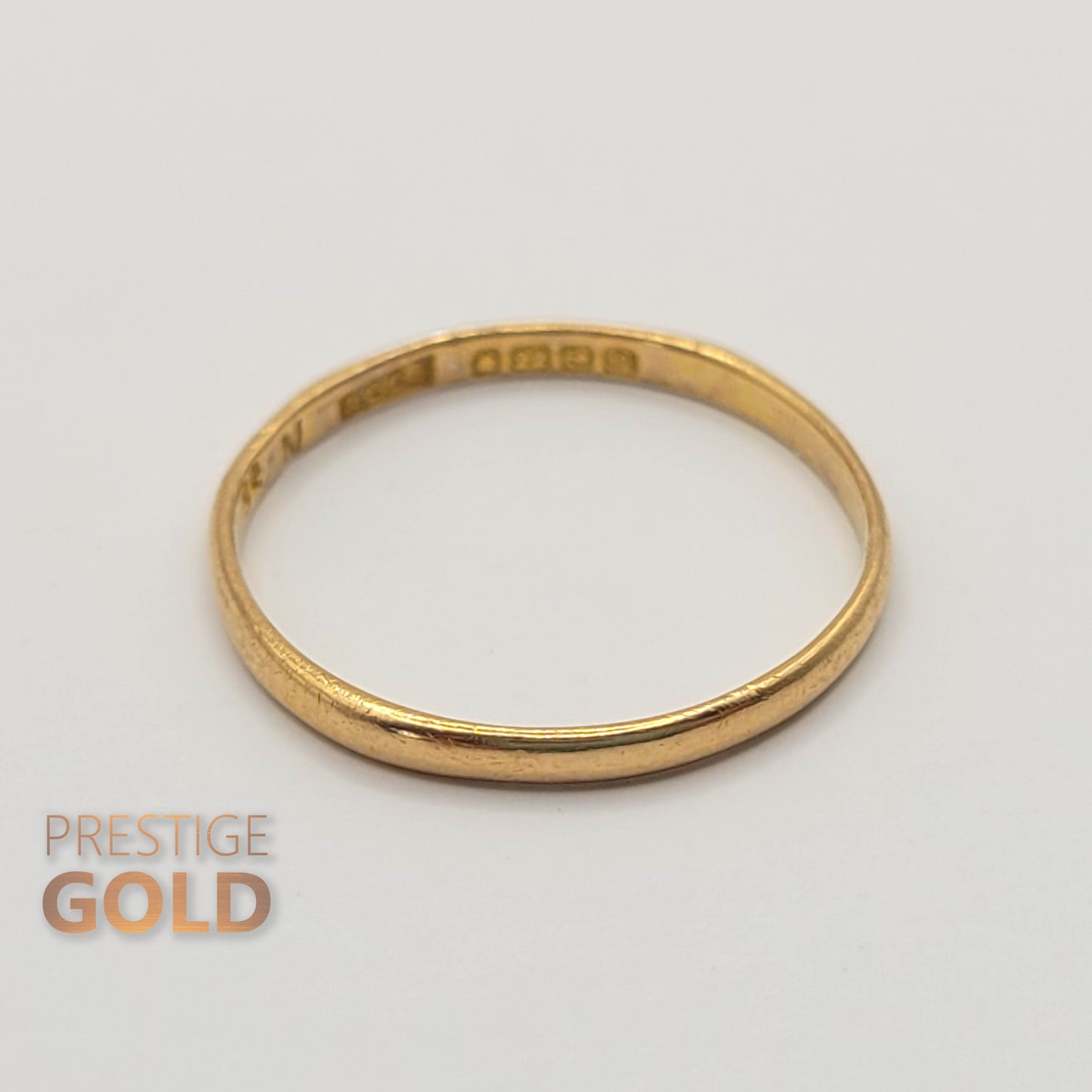 22ct Thin Gold Wedding Ring - Vintage 1940's - Size UK M 1/2, US 6 1/2, Euro 53.5