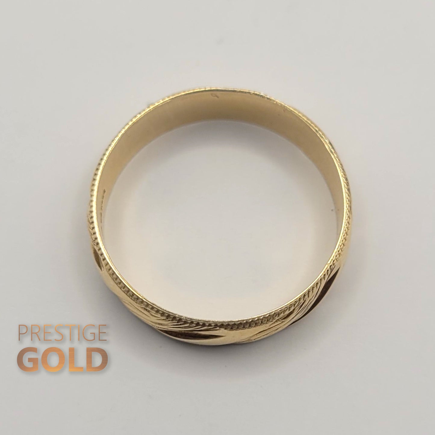 Boho 9ct Gold Patterned Ring - Size UK O ,  US 7 1/4 , Euro 51.5