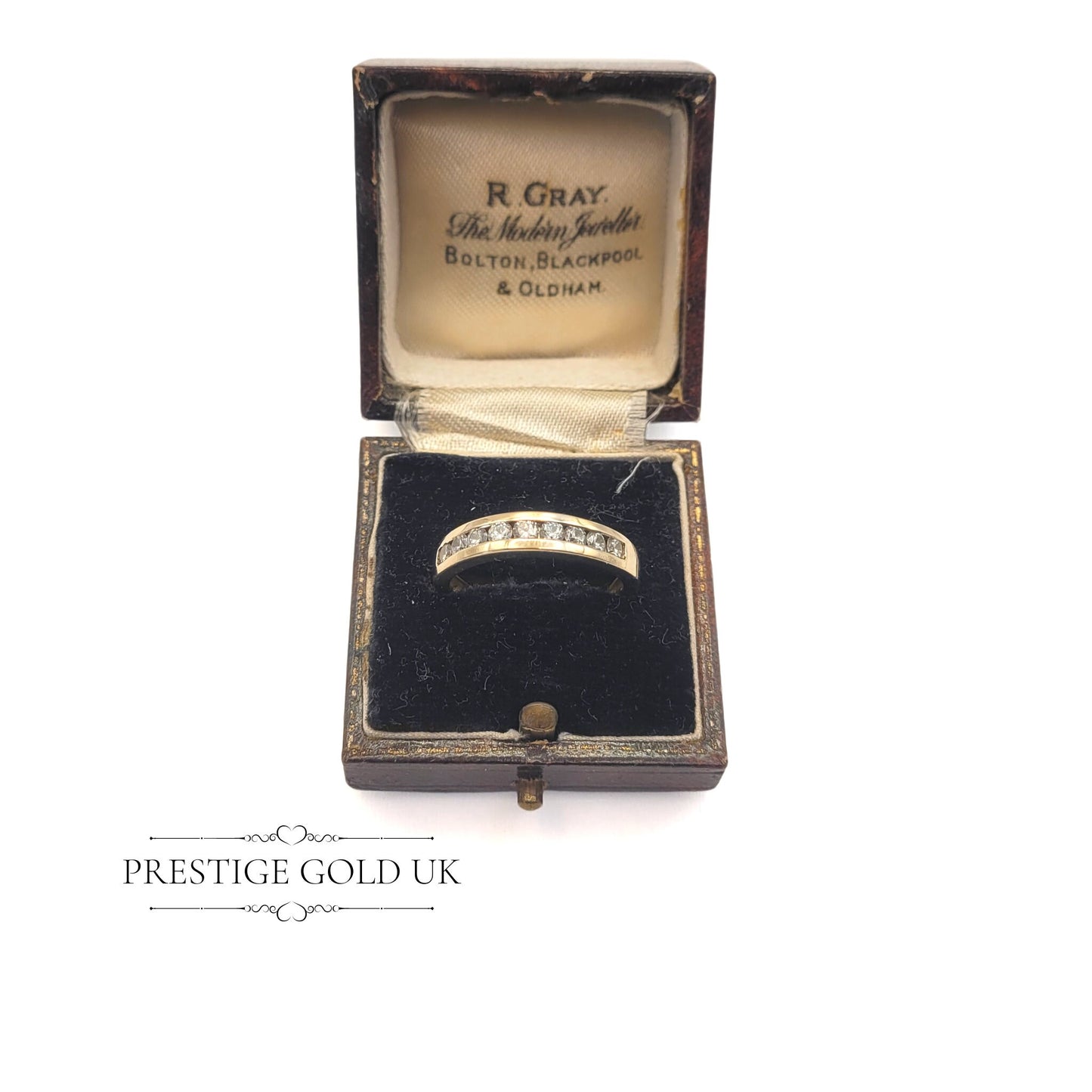 1970s 9ct Gold & Cubic Zirconia Eternity Ring - Size UK P 1/2, US 7 3/4, Euro 57