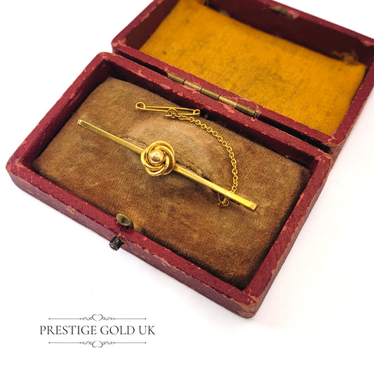 Antique Solid 15ct Gold Bar Brooch