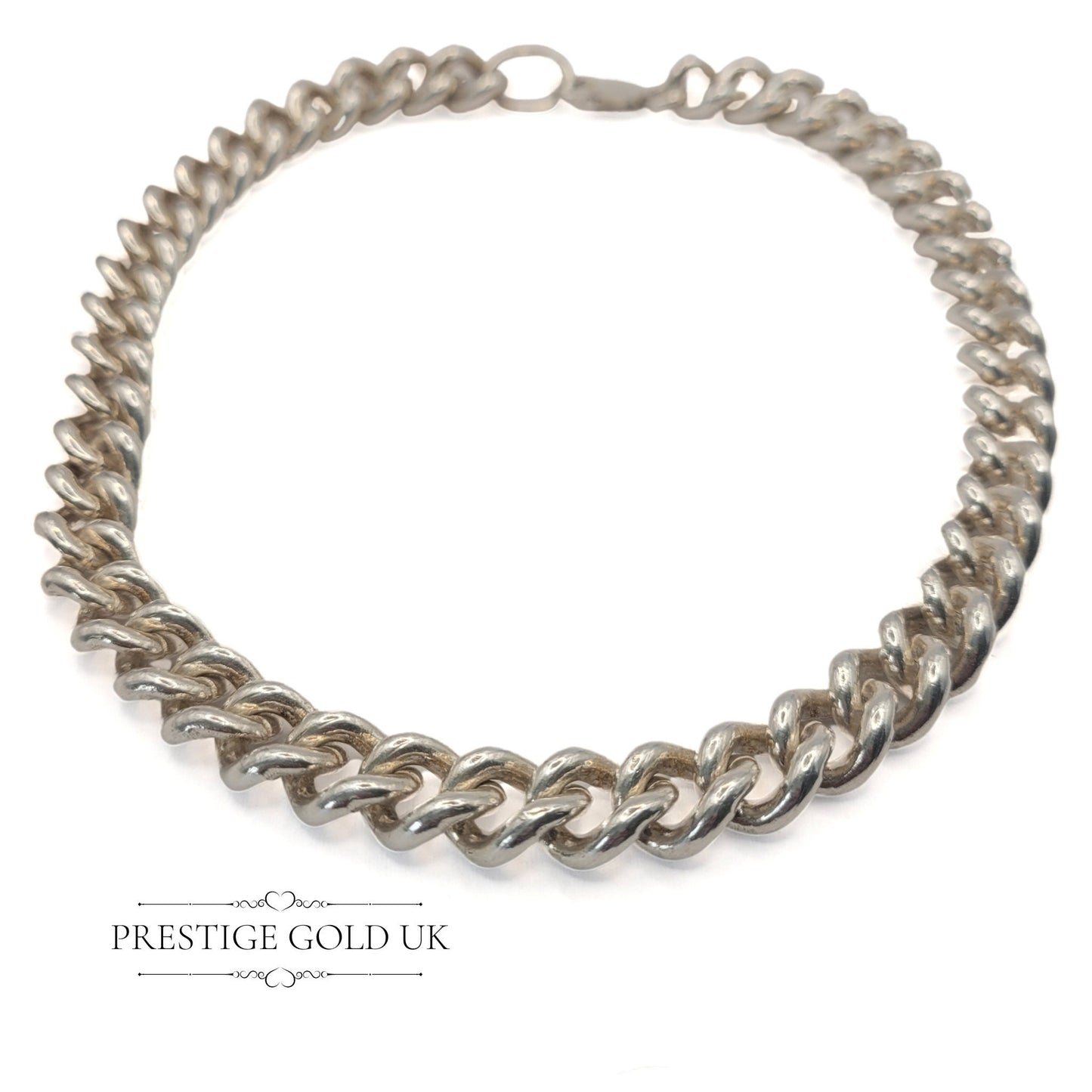 Heavy Short Curb Chain Necklace 925 Sterling Silver - 16 1/2”, 42cm