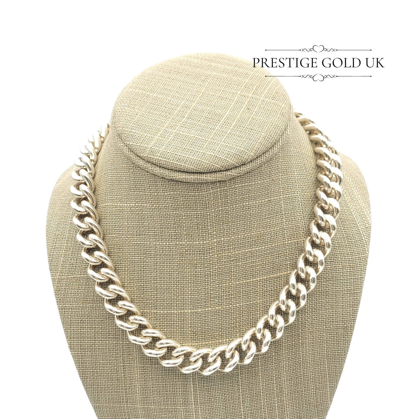 Heavy Short Curb Chain Necklace 925 Sterling Silver - 16 1/2”, 42cm