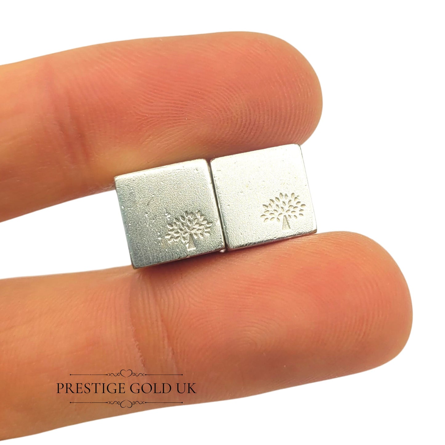 Solid Sterling Silver Cufflinks - Cube With Tree Design