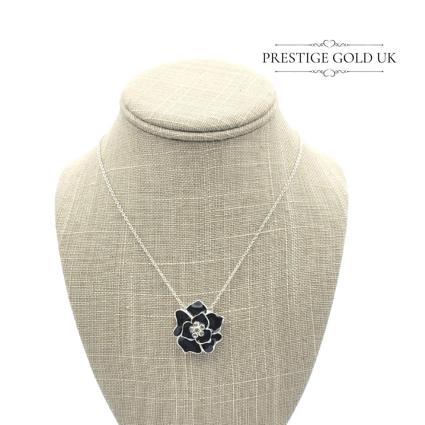 Vintage Sterling Silver Flower Pendant - 18"/49cm