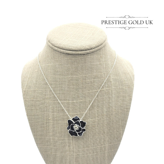 Vintage Sterling Silver Flower Pendant - 18"/49cm