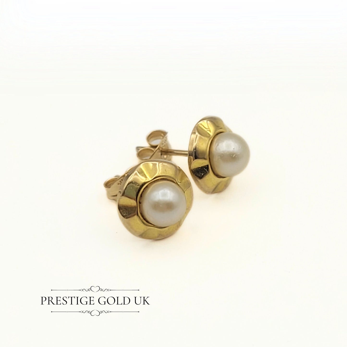 9ct Gold & Seed Pearl Earrings - Vintage 1960's