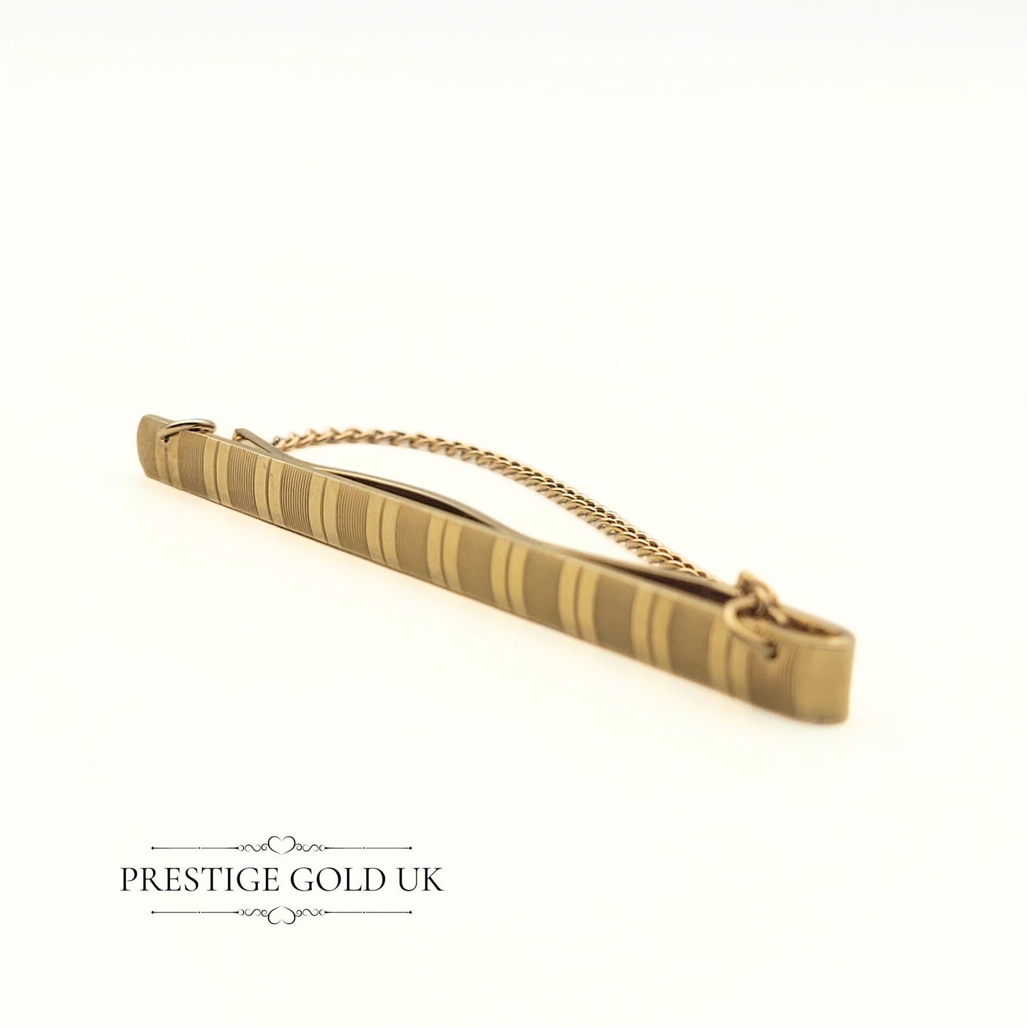 Vintage Solid 9ct Gold Engraved Tie Slide