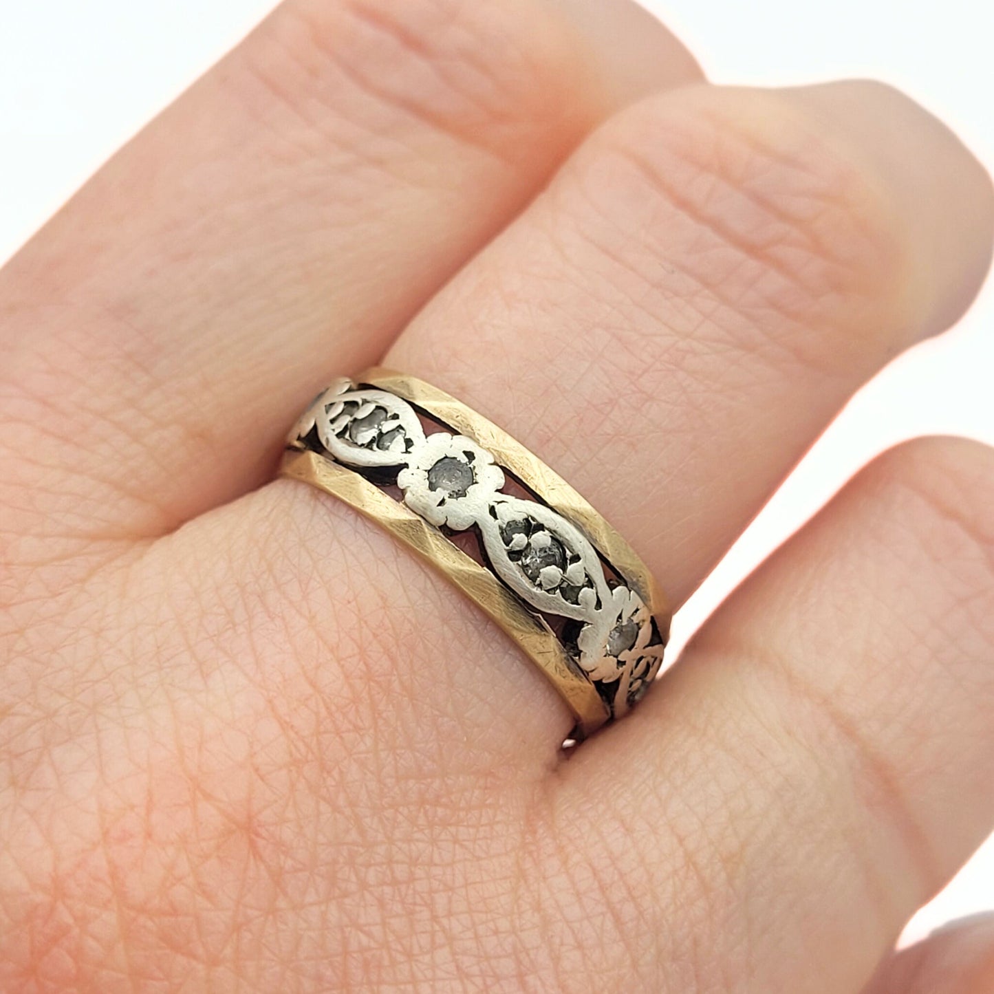 1930's 9ct Rose Gold Paste Stone Ring - Size UK N, US 6 1/2, Euro 53.5