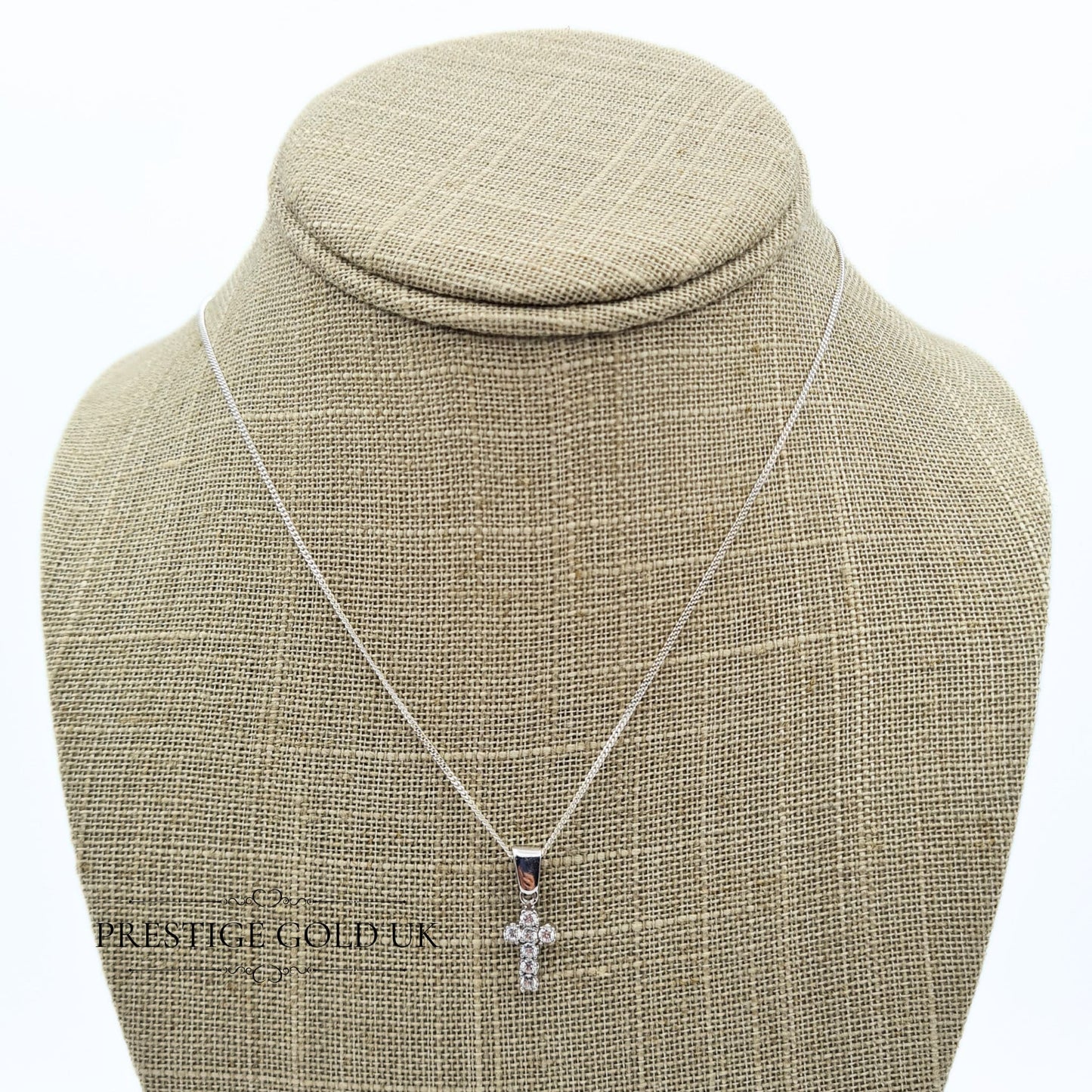 Vintage 18ct White Gold & Cubic Zirconia Cross