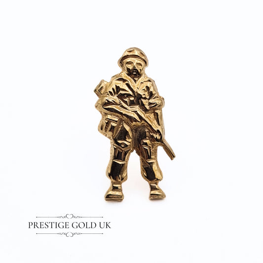 Vintage 9ct Gold Soldier Tie Tack Lapel Pin