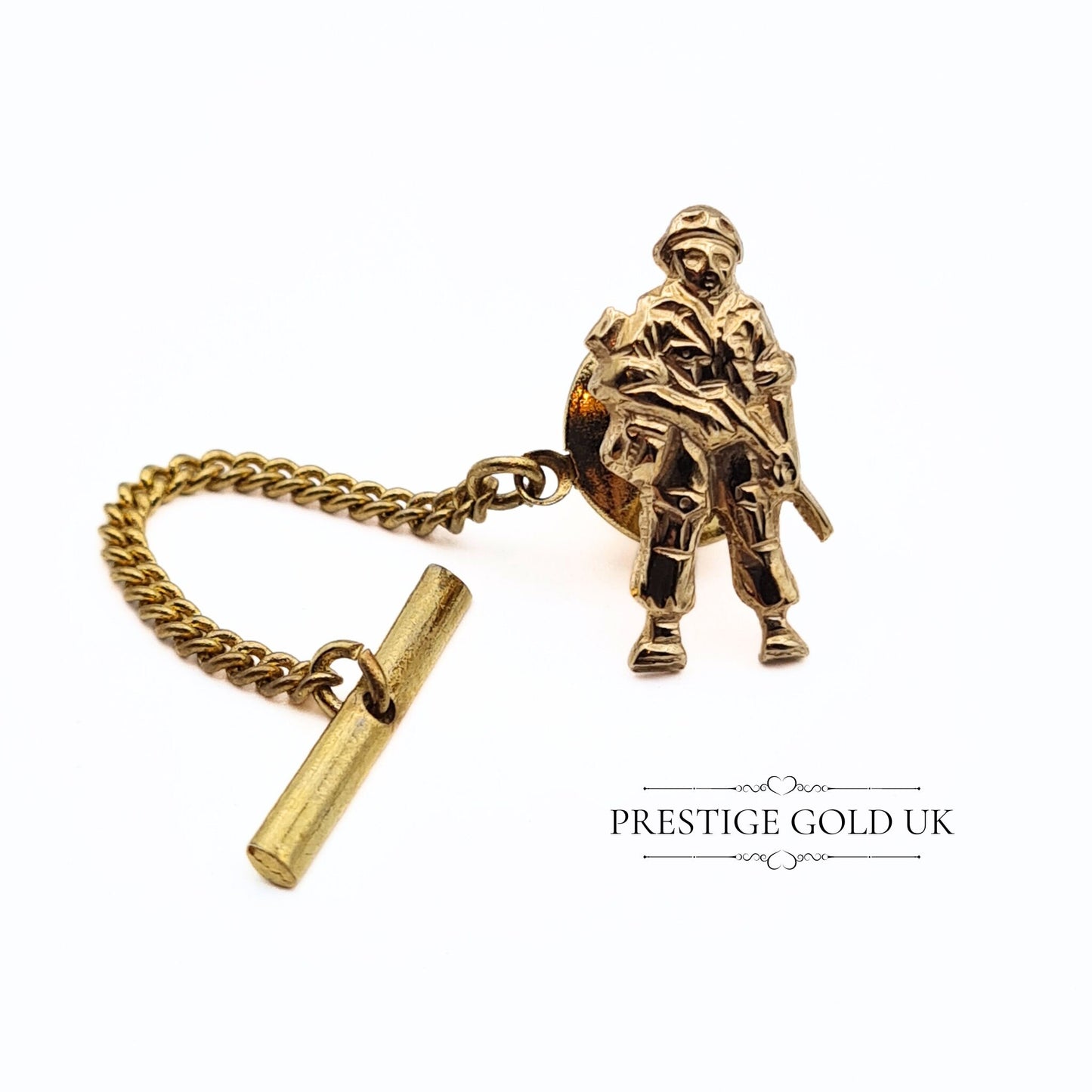 Vintage 9ct Gold Soldier Tie Tack Lapel Pin