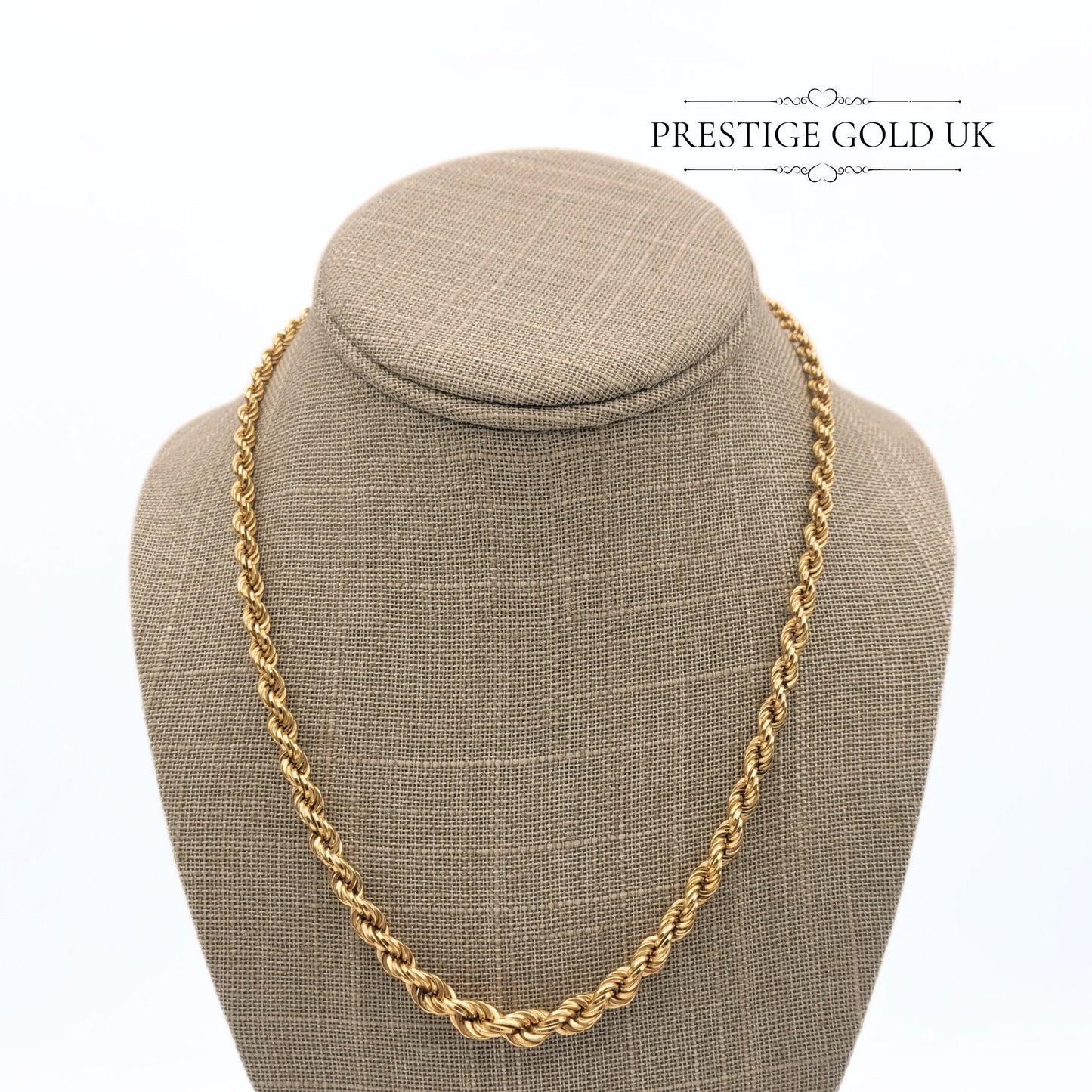 Vintage 9ct Gold Twist Rope Chain - 45cm/17 3/4"