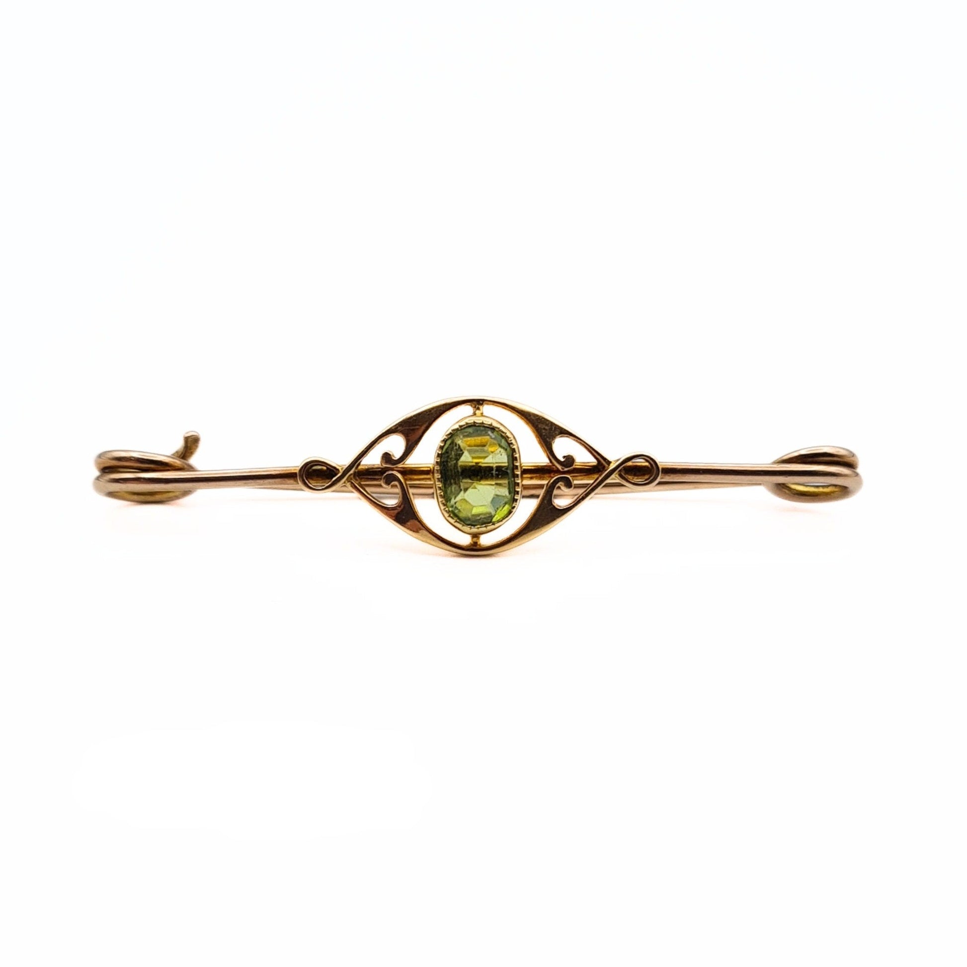 Edwardian 15ct & 9ct Gold Peridot Brooch