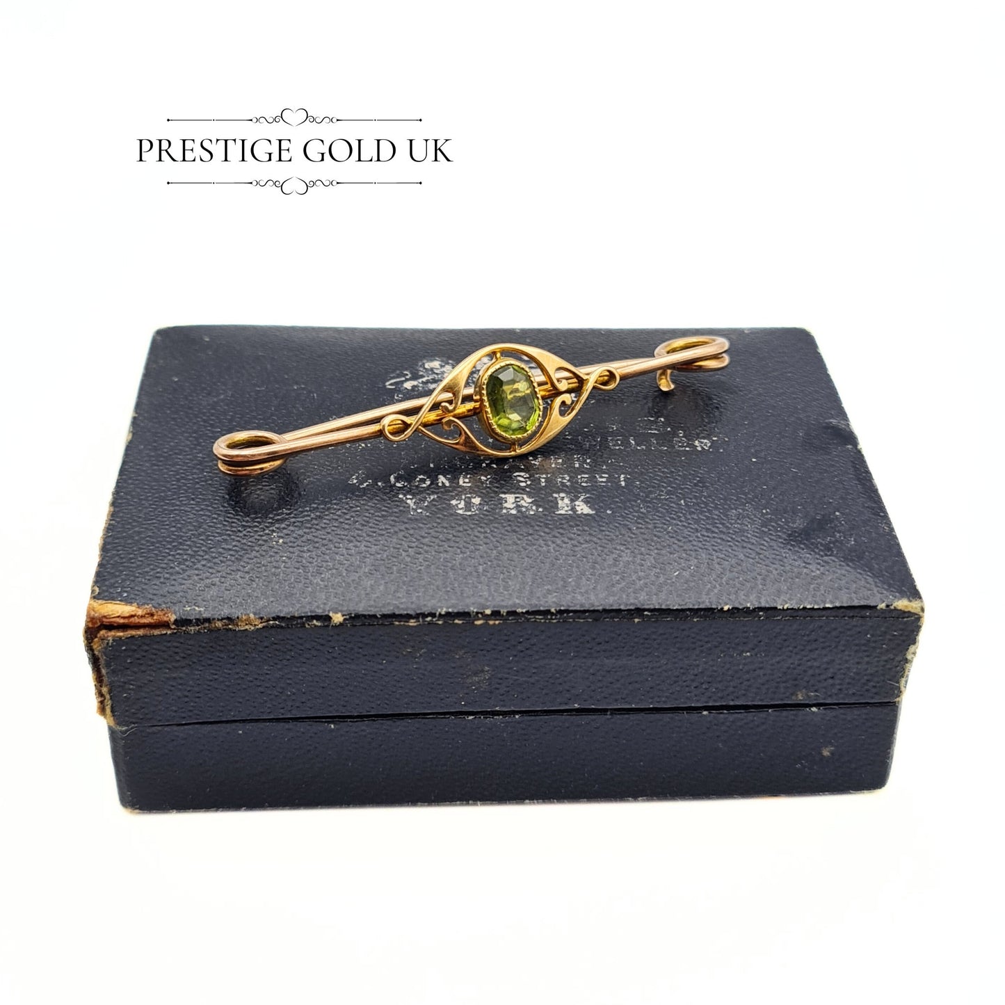 Edwardian 15ct & 9ct Gold Peridot Brooch