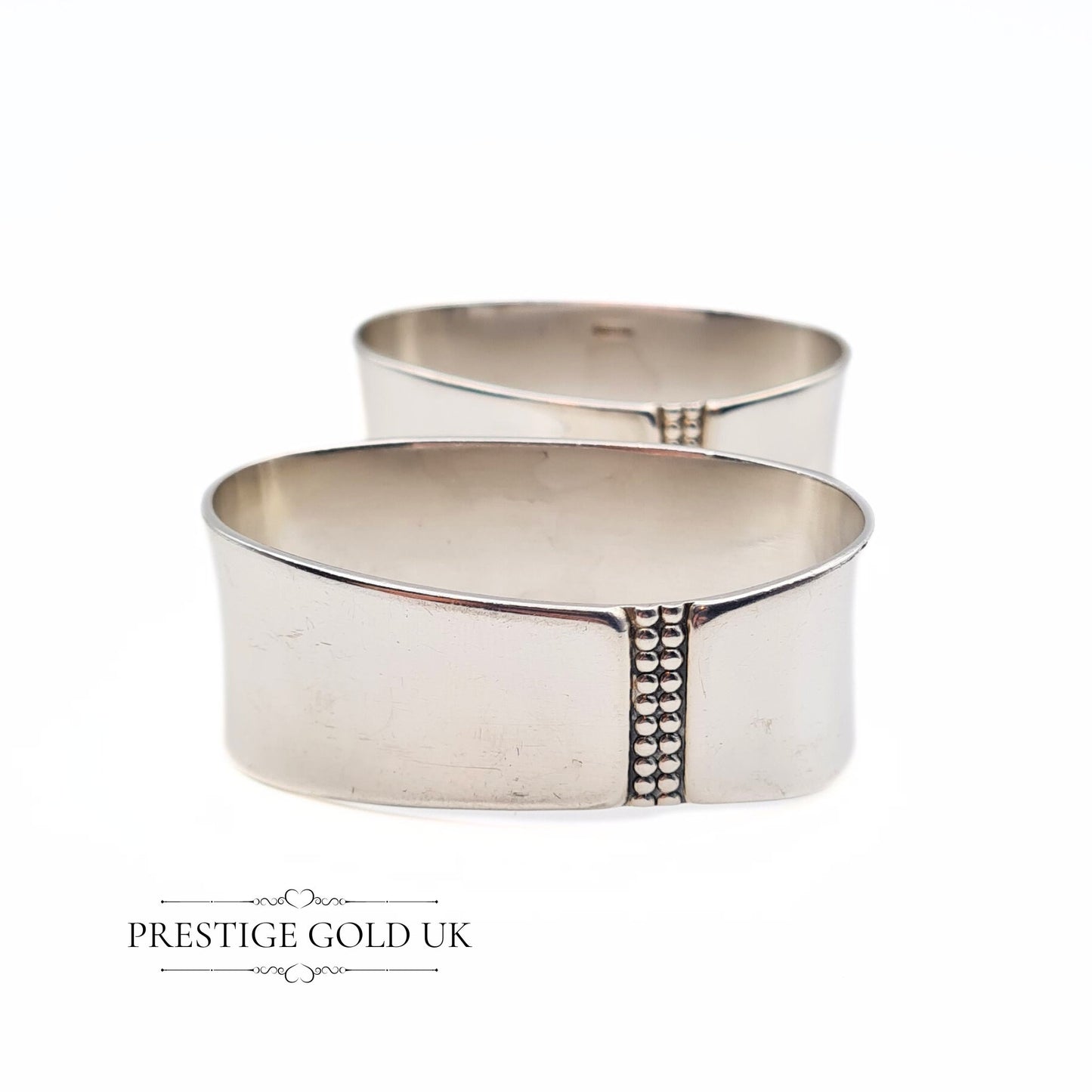 Modern Designer Oval Silver Napkin Rings (Pair)