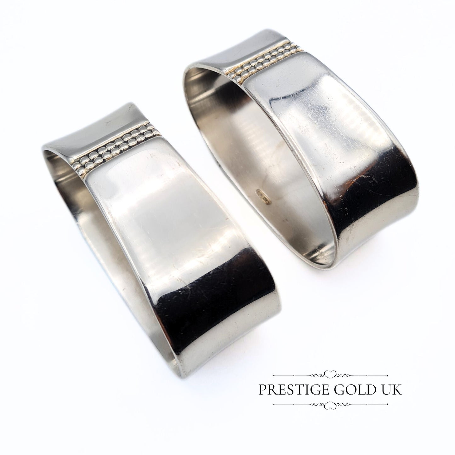 Modern Designer Oval Silver Napkin Rings (Pair)