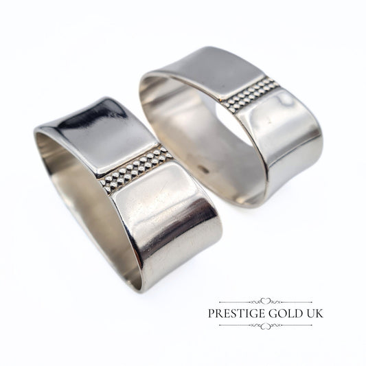 Modern Designer Oval Silver Napkin Rings (Pair)