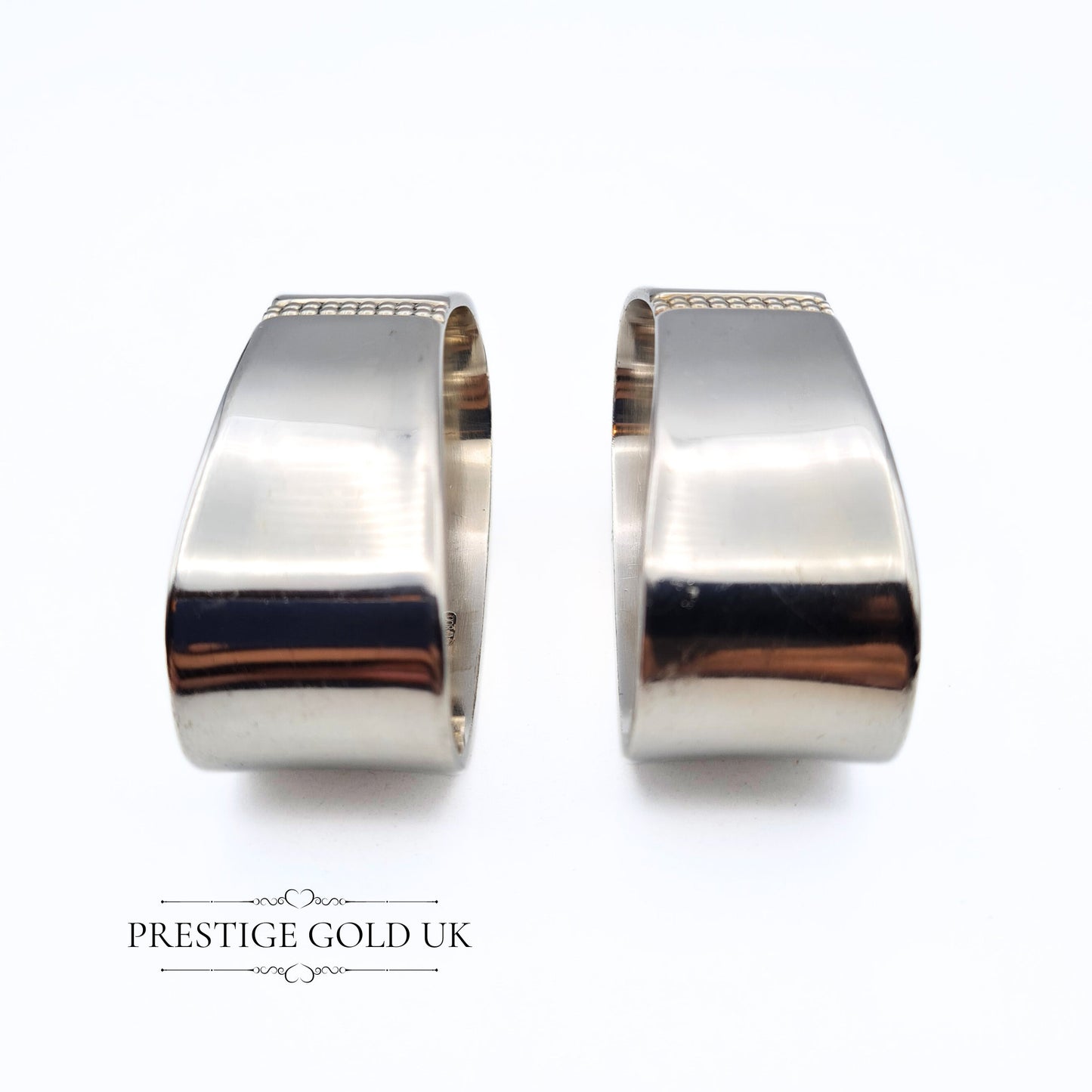 Modern Designer Oval Silver Napkin Rings (Pair)