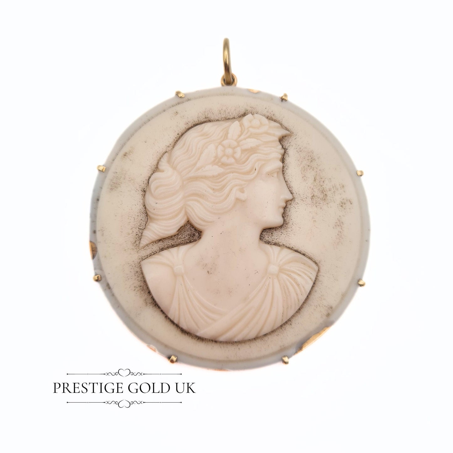 Antique 9ct Gold Large Cameo Pendant