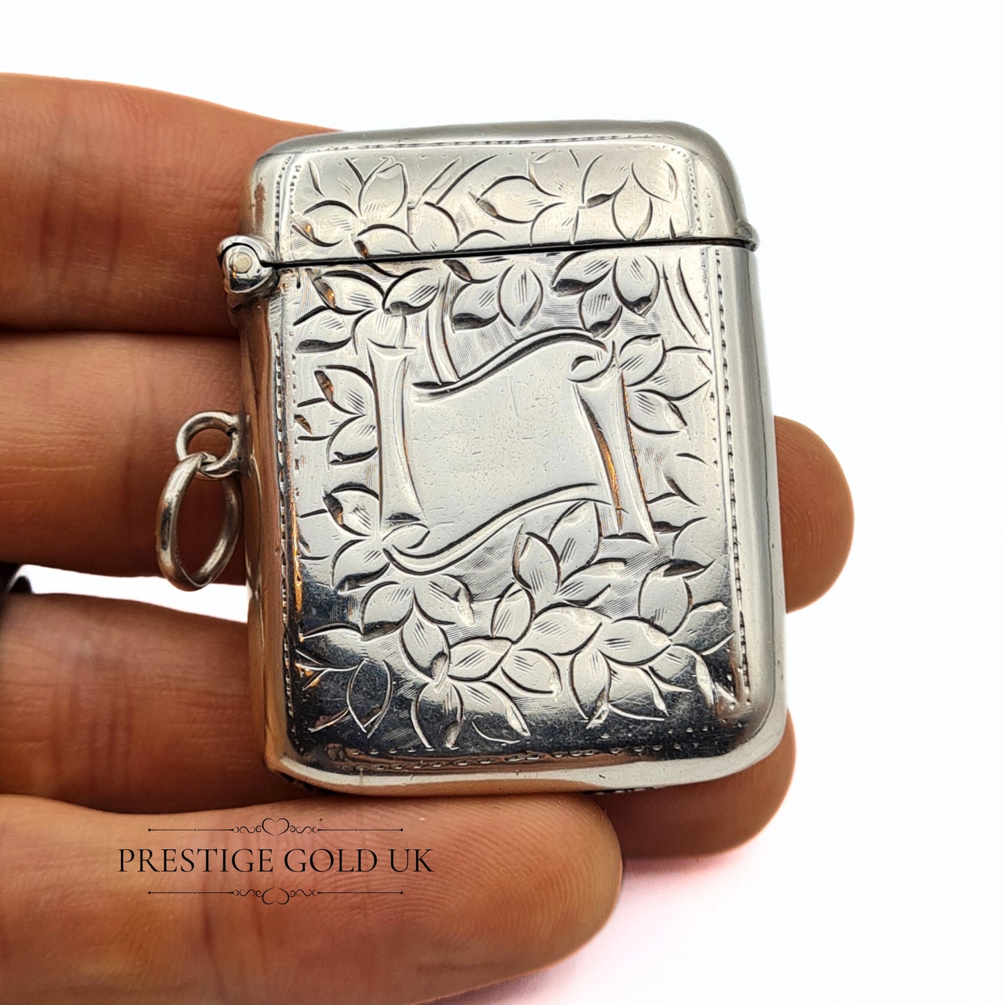 Antique Gents' Engraved Silver Match Holder/Vesta