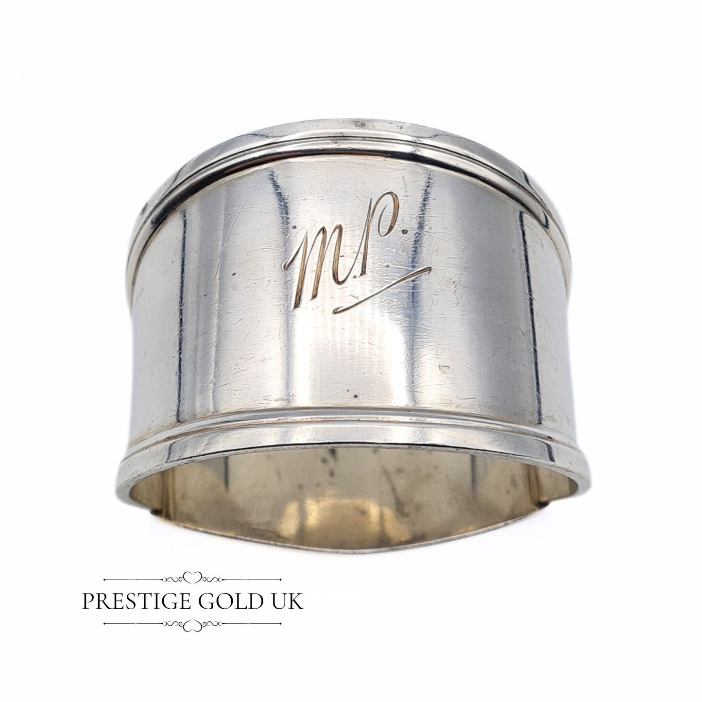 Vintage 1930s Monogrammed Solid Silver Napkin Ring