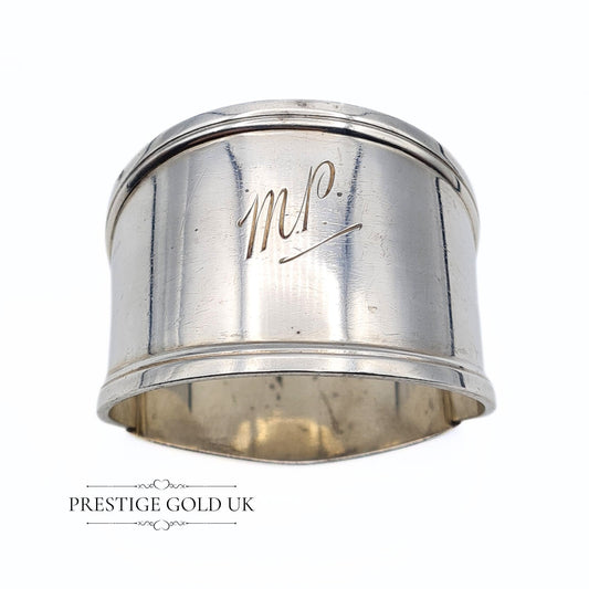 Vintage 1930s Monogrammed Solid Silver Napkin Ring